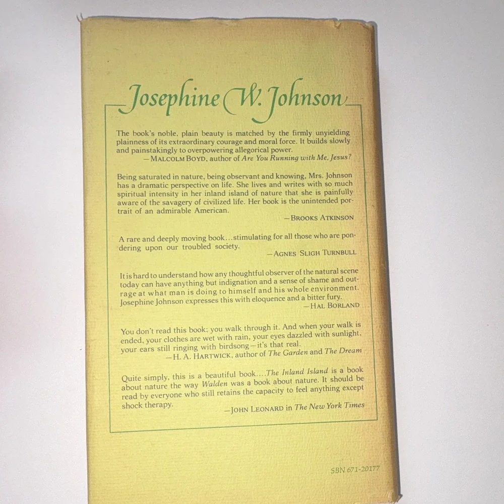 The Inland Island Josephine W. Johnson 1969 Hardcover Simon & Schuster 3rd Ed